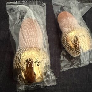 Gold-Handled Makeup Sponge Set - Nude Pink Blenders